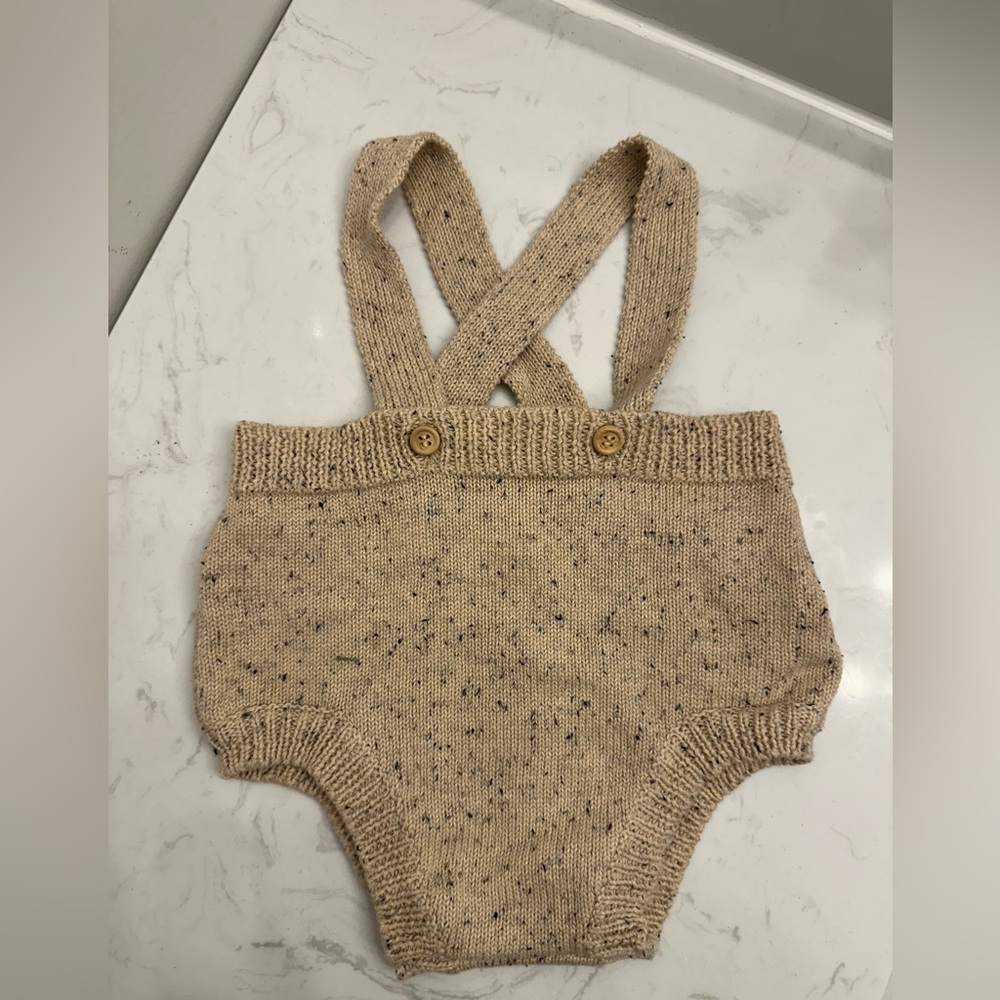 Oat Co Knit Baby Suspender Bloomers - Tan with Speckles
